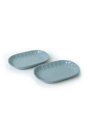 Hermia Juego de Platos de Gres Cerámico Azul (2 Piezas) 25 x 15 cm